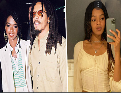 Selah Marley with mother and father